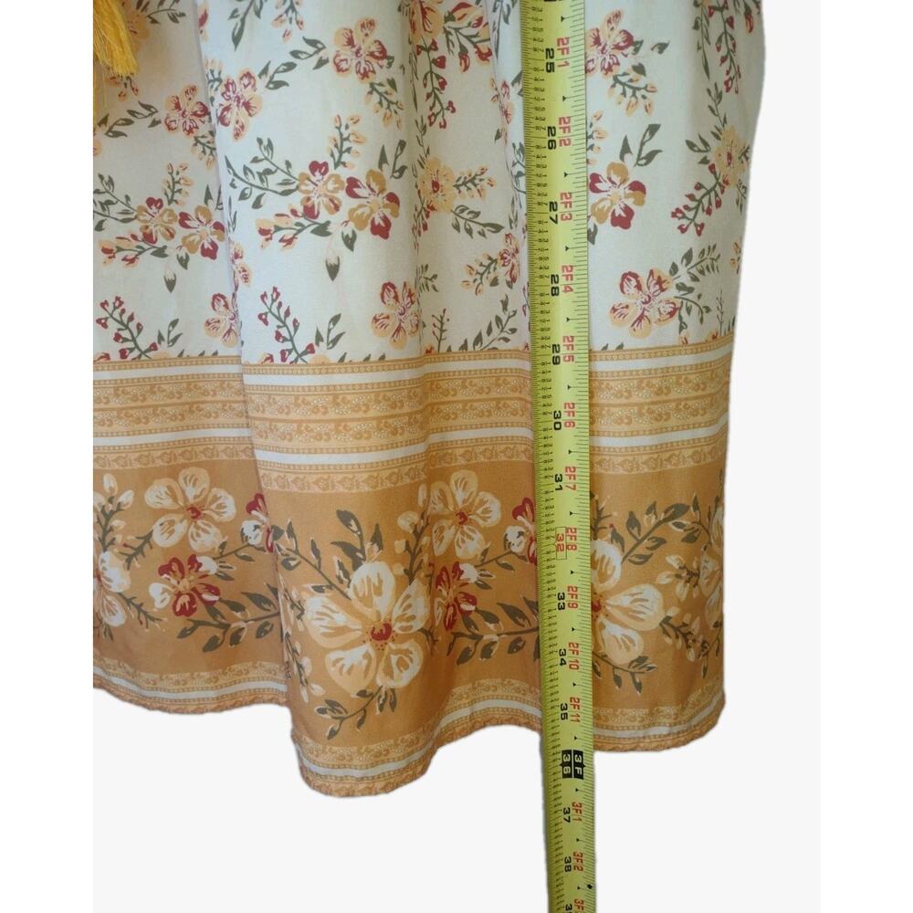 Boho Floral Peasant Tunic top/Dress XL Cream/Gold Cottagecore Festival Prairie - Picture 5 of 9